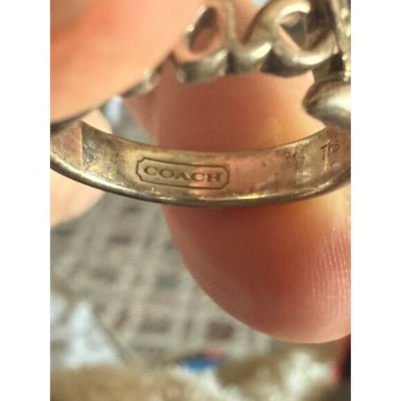 Authentic Coach Logo Sterling Silver Ring Sz 6.5 - Picture 4 of 4